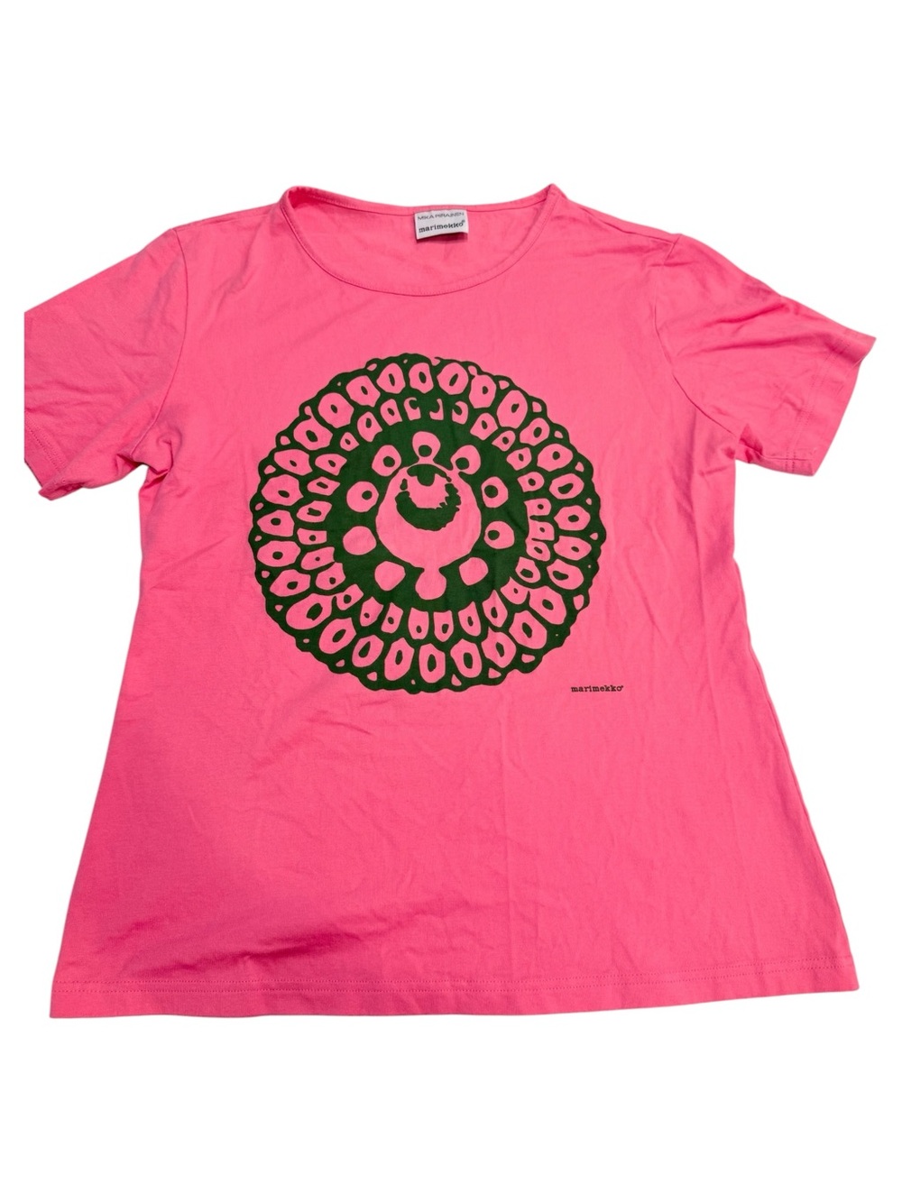 Marimekko Mika Piirainen Abstract Cotton Shirt Blouse Size S Pink